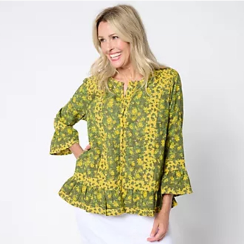 LOGO LAB by Lori Goldstein 3/4 Sleeve Crew Neck Bed Jacket Size Medium